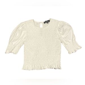 Lulus Keen On You Smocked Puff Sleeve Crop Top | White | Small | NWOT